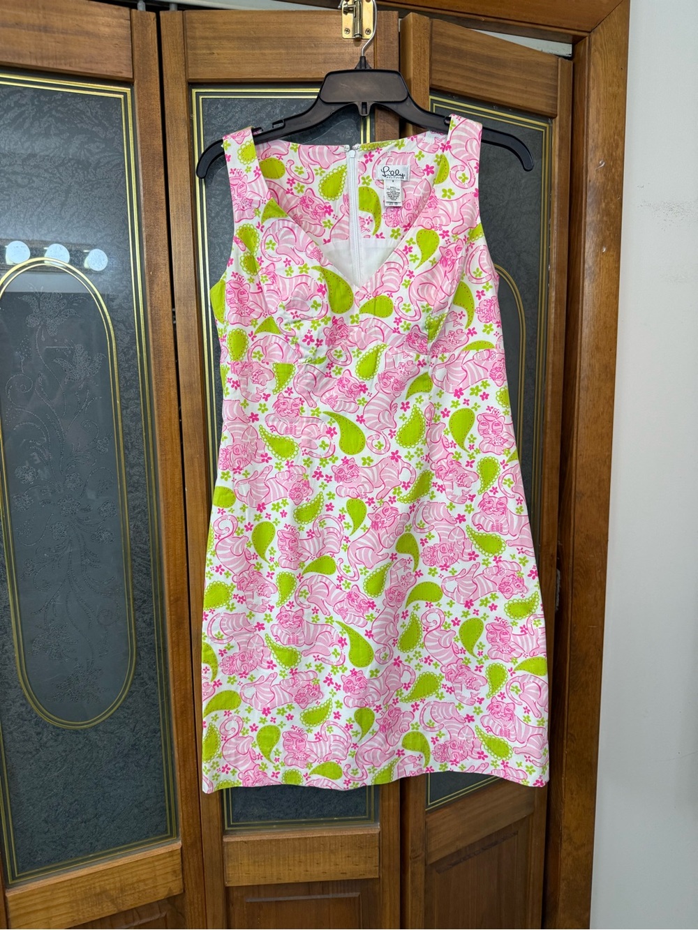 LILLY PULTIZER Sleeveless Pink & Green Printed Shift Dress, LIKE NEW